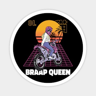 Vaporwave Motocross Dirt Bike Girl Off Road Motorcycle Rally Magnet